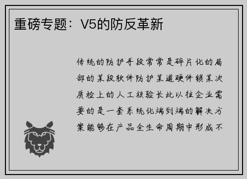 重磅专题：V5的防反革新